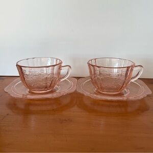 Pair of Pink Madrid Teacups & Saucers